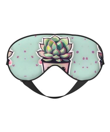 Smiling Succulents Eye mask Soft Elastic and Adjustable Nighttime Comfort Sleeping mask Suitable for Both Men and Women