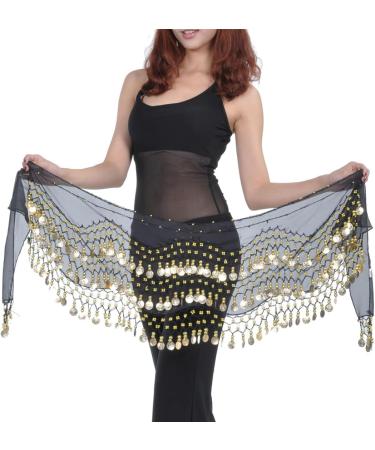 JTKREW Women's Belly Dance Belt with Coins | Chiffon Hip Scarf & Coin Scarf - Perfect for Costumes - Buy Online on GoSupps.com