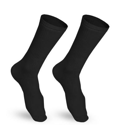 Champion Men's Compression Socks 15-20 mmHg Athletic Fit Crew Length Mid-Calf Cushion Foot Sport Socks Black Large Large (1 Pair) Black