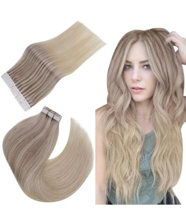 Easyouth Blonde Tape Extensions Human Hair Balayage Tape in Hair Extensions Blonde Ombre Hair Glue in Extensions Invisible Thick 14 Inch 40g 20Pcs 14 Inch #18/22/60(#Nordic)