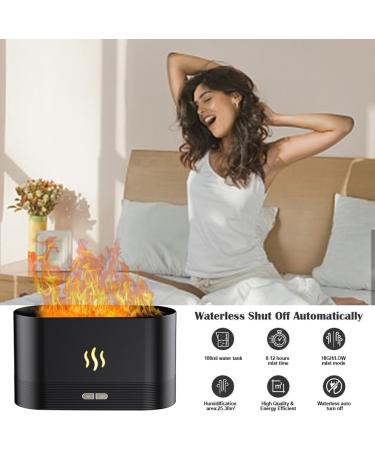 Dasiauto Aroma Diffuser with Flame Effect Light - Essential Oils & Humidifier for Home Office Yoga | Automatic Shutdown & Low Noise - Black - Buy Online on GoSupps.com