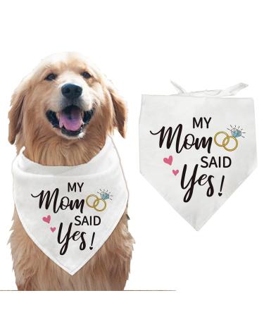 Arricraft 1 piece of pet dog bandana adjustable neckerchief for pets on the subject of "wedding engagement" with the words "My mother said yes"