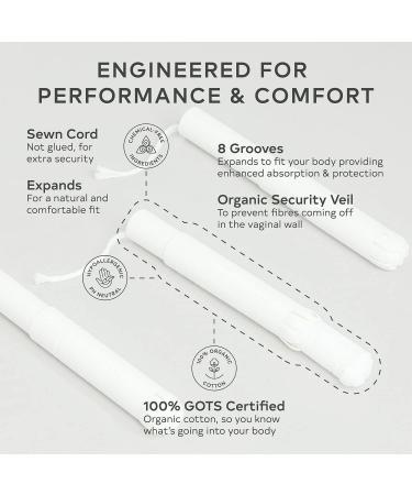 Grace & Green Organic Tampons - Biodegradable Applicator - Regular Size - 16 Count Pack - Made with Organic Cotton - Plastic-Free - Buy Online on GoSupps.com