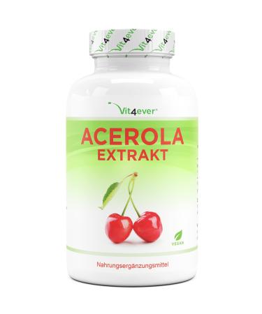 Acerola capsules - natural vitamin C - 240 capsules for 8 months - Premium: high dose with 750 mg per capsule - without unwanted additives - laboratory test - vegan 240 capsules (1 Pack)