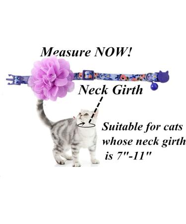 BoomBone Floral Cat Collar with Removable Purple Flower Charm - Breakaway Small Dog Collar with Bell - Buy Online on GoSupps.com