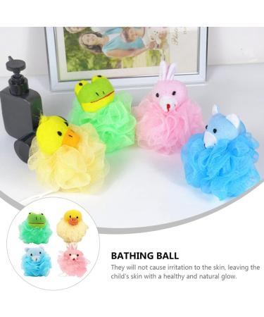 4pcs Baby Shower Bath Sponge - Cute Animal Loofah Balls & Scrubbing Puff for Essential Skin Care - Perfect for Kids - Buy Online on GoSupps.com
