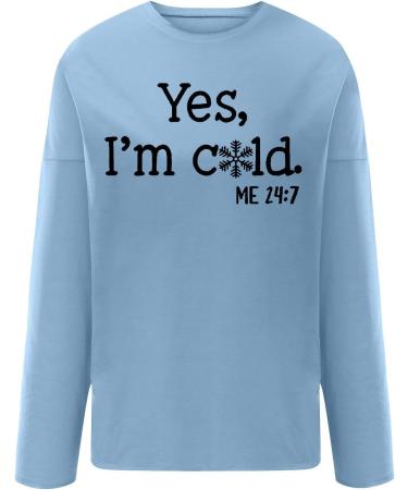 Ganfancp Women's Crewneck Sweatshirt - Winter Long Sleeve Comfy Pullover Merry Christmas Print - Blue Medium - Buy Online on GoSupps.com