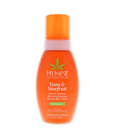 Hempz Yuzu and Starfruit Instant Sunless Bronzing Mousse for Fair Unisex Bronzer 8.5 oz Fair skin tone
