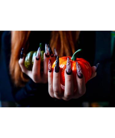 30 Pcs Halloween Press on Nails - Red Long Stiletto Fake Nails with Cat's Eye Design | Stick on Almond Style for Women | Perfect Holiday Nail Art - Buy Online on GoSupps.com