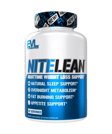 EVL Night Time Fat Burner Appetite Suppressant for Weight Loss Diet Pills - Natural Rest Aid, Metabolism Booster for Weight Loss for Women & Men - NiteLean Weight Loss Supplements (30 Servings) 30 Count (Pack of 1)