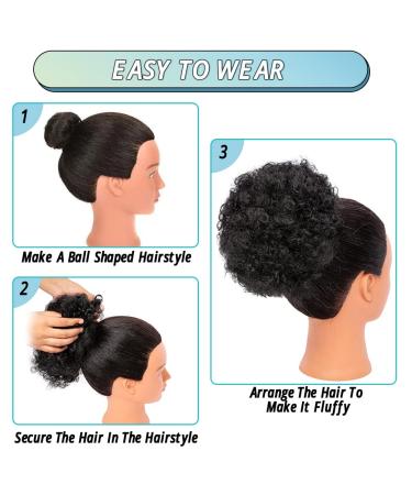 ISWEET Afro Puff Drawstring Ponytail - Short Synthetic Curly Bun Extension for Black Women - 8 Inch Natural Black 1B - Buy Online on GoSupps.com