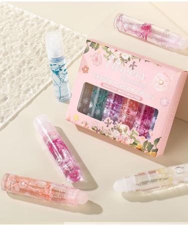 Lip Gloss 6 Packs Flower Jelly Lip Oil Long Lasting Moisturizer with Real Flowers Lip Gloss Makeup for Dry Chapped Lips - Buy Online on GoSupps.com