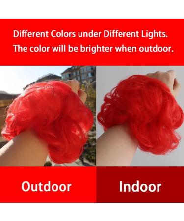 iLUU Women's Red Color Scrunchy Updo Wavy Hair Bun Messy Elastic Chignons Synthetic Hairpiece Wig Curly Hair Extension Scrunchies for Women Girl Lady (#113 Bright Red 2pcs/pack) #113-red - Buy Online on GoSupps.com