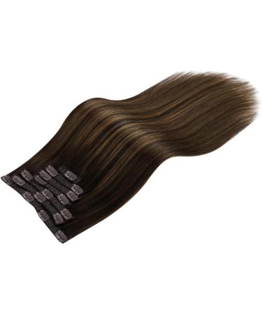 Moresoo 16 Inch Clip in Balayage Hair Extensions Darkest Brown To Medium Brown - Real Human Hair Double Weft 120G/7Pcs #2/6/2 - Buy Online on GoSupps.com