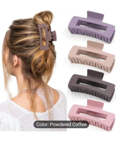 Generic Hair Claw Clips Strong Hold Rectangle Hair Clip Matte Solid Colour Hair Styling Accessories for Women and Girls (4 Colours) Powdered coffee - Buy Online on GoSupps.com