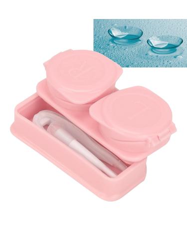 Portable Dustproof Contact Lens Container Set with Tweezers Outdoor & Office Use (Pink) - Buy Online on GoSupps.com