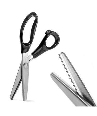 Pinking Shears  Stainless Steel Dressmaking Scissors  Serrated and Scalloped Blades  Professional Sewing Craft Cut Tailor Zig-Zag Tool  Fabric Decoration Comfort Grip Soft Handheld (Scalloped 7mm)