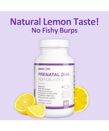 Premom Prenatal DHA Fish Oil & Vitamin D Formula - Omega 3 Supplement for Women - Fertility Supplements with EPA & DHA from Wild Caught Fish - Buy Online on GoSupps.com
