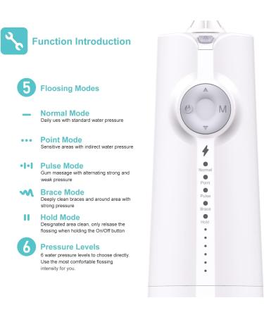 Voinee Care Wireless Oral Irrigator - Professional Munddusche with 5 Cleaning Modes 6 Pressure Levels & 5 Nozzles | IPX7 Waterproof Tooth Cleaner - Shop Now! - Buy Online on GoSupps.com