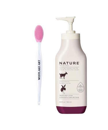 Goat Milk Lotion Bundled With Nose Cleaning Brush - Creamy Body Moisturizer With Fresh Canadian Goat Milk Vitamins A B3 Potassium Zinc Selenium Gentle Skin Pack Of 1