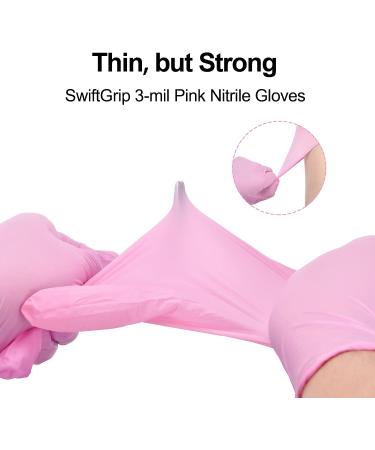 SwiftGrip Pink Nitrile Gloves 3-mil | Latex Free Industrial Cleaning Gloves - 100 Medium | Disposable Pink Gloves 100-ct Box - Buy Online on GoSupps.com