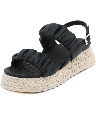 XTZYGLFD Women's Platform Sandals - Summer T-Buckle Beach Casual Slippers - Black Size 5 UK - Buy Online on GoSupps.com