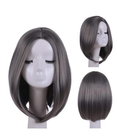 Short Grey Bob Wig for Women | Synthetic Curly & Straight Hairstyles | Perfect for Cosplay & Party | 50s-80s Retro Style - Buy Online on GoSupps.com