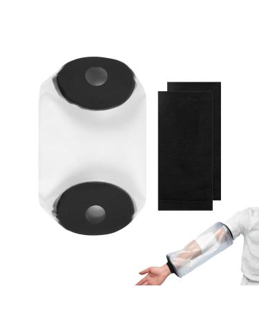 Enzyluxe Adult PICC Line Covers for Shower Waterproof Cast Cover Arm & Elbow Waterproof Protector for Arm Stretchy & Reusable PVC Cast Bags 30cmx22cm with 2 Pcs Elbow Pad(Clear)