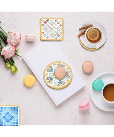 DIY Glass Mosaic Tiles Kit with Wooden Coaster - 4 Sets, Mixed Colors, Adults Craft Materials for Handmade Home Decor Gifts - Buy Online on GoSupps.com
