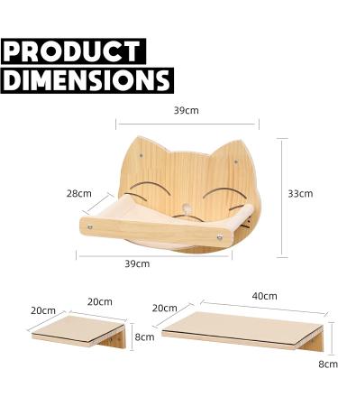 BCOH Wall-Mounted Cat Shelf and Bed - Wooden Hammock for Cats - Wall-Mounted Furniture for Climbing, Sleeping, and Playing - Buy Online on GoSupps.com