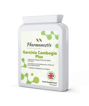 Garcinia Cambogia Plus with Added Chromium 1500 mg Daily Dosage- 90 Capsules -Super Strength All Natural Whole Fruit - Vegan Suitable- UK Manufactured by Pharmanostix