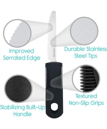 Extra Wide Easy Grip Cutlery Set - Ideal Dining Aid for Elderly and Disabled - 4PCS Black - Buy Online on GoSupps.com