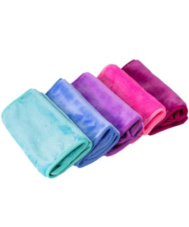 Nugilla Makeup Remover Cloth - Reusable Microfiber Cleansing Towel Suitable for All Skin Types Move Makeup Instantly Multiple Colours 5 Pack Green/Blue/Light purple/Pink/Rose