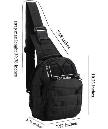 Denlix EDC Shoulder Bag Chest Pack - Military Sport Backpack for Hiking - Black - Buy Online on GoSupps.com