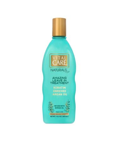 Vital Care Keratin Amazing Leave In Argan Oil Treatment - Gentle Keratin Complex Hair Treatment is Non-Stripping for Daily Use  Hydrating & Repairing   Abyssinian & Sunflower Oil and Silk Amino Acids