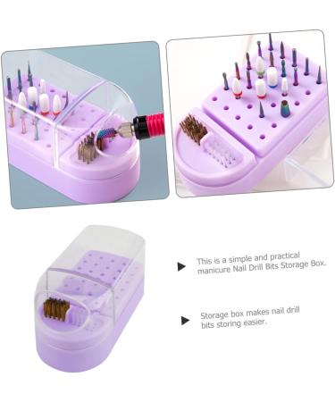 minkissy Box Drills Cleaning Brush Nail Art Salon Goods Manicure Polishing Heads Organizer Nail Drill Holder Drill Bit Holder Nail Drill Bits Container Purple Tool Holder Ceramics Plastic - Buy Online on GoSupps.com