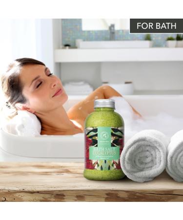 Premium Eucalyptus Bathing Salt 600g - Relaxation & Stress Relief with Natural Sea Salt & Essential Oils - Ideal for Sleep Cold Relief & Swim Additive - Buy Online on GoSupps.com