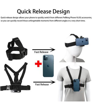 Mobile Phone Chest Strap Harness Mount Holder Kit for iPhone Samsung GoPro AKASO DJI Osmo Cameras - Buy Online on GoSupps.com