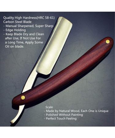 Zertone Straight Razor Kit with Strop - High Hardness Carbon Steel Blade, Vintage Wood Handle - Barber Razor Set - Buy Online on GoSupps.com