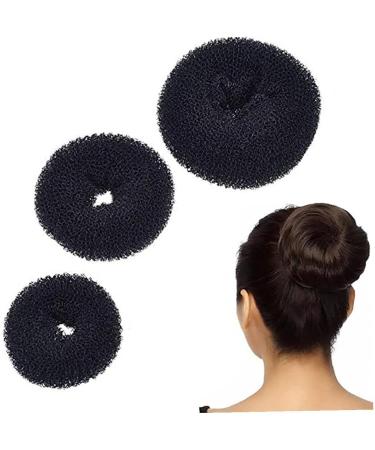 3 Pieces Donut Bun Maker Hair Bun Maker Hairstyle DIY Tool Ring Shaped Bun Maker Set for Chignon Hair Including Large Medium and Small (Black) Useful and Nice