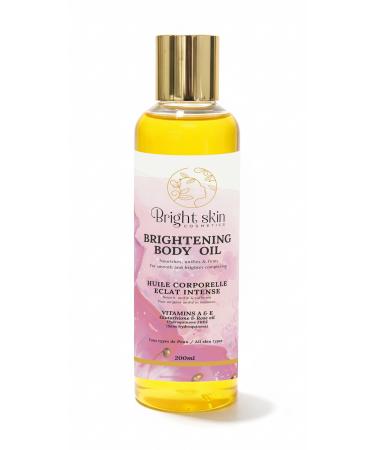 Bright Skin Cosmetics Best Brightening Body Oil (6.5 oz) - Glutathione Arbutin Rosehip Oil Rose Extract for Uneven Skin Tone Dark Spots Scars Anti-aging Anti-wrinkle Sunscreen Scar Healing
