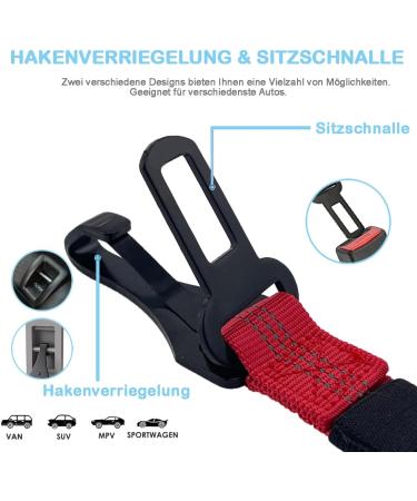 Leopets Dog Seat Belt for Car | Universal Fit for All Dog Sizes 30cm - 90cm | Safety Carabiner & Reflective Design - Red - Buy Online on GoSupps.com