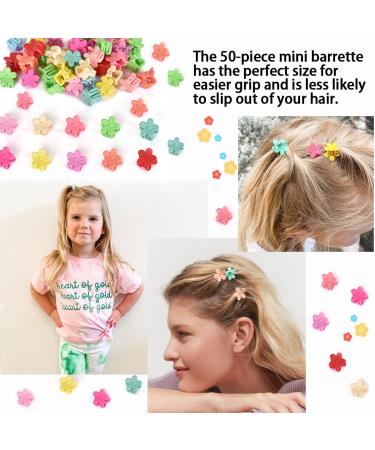 50 Pcs Mini Flower Hair Claw Clips for Girls in Colorful Box - Non-Slip Plastic Small Jaw Clips for Baby, Toddler, Kids - Buy Online on GoSupps.com