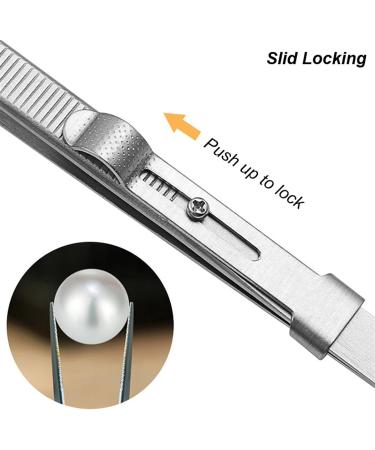 NBGGFF Tweezers Stainless Steel Precision Tweezers Adjustable Slide Lock Tweezers Anti-Static Jewelry Diamond Straight Curved Tip Pinzette Silver - Buy Online on GoSupps.com
