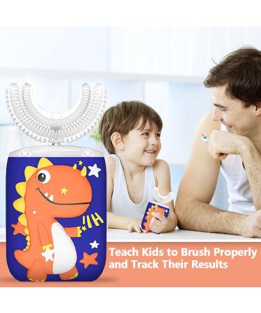 Kids Electric U-Shaped Ultrasonic Toothbrush - 2 Brush Heads, 6 Cleaning Modes, Cartoon Design - Birthday Gift (4-Orange) - Buy Online on GoSupps.com