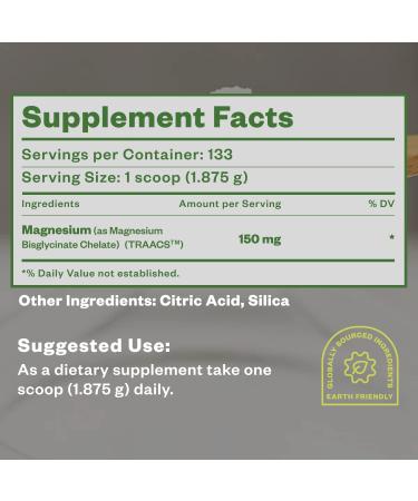Purisure Magnesium Bisglycinate Powder 250g (8.8oz) | Lab Tested | 133 Servings - Buy Online on GoSupps.com
