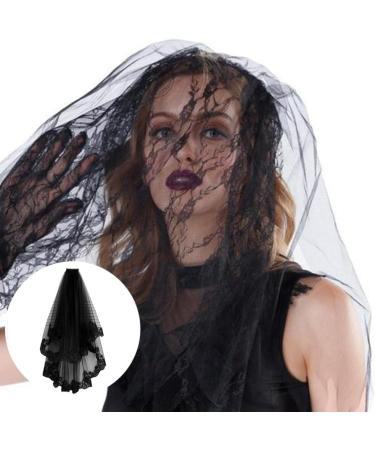 Healeved Halloween Witch Headwear Short Lace Veil Halloween Veil Halloween Headwear Retro Veil for Costume Party (Black) - Buy Online on GoSupps.com