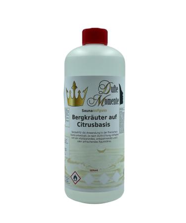 Sauna infusion concentrate mountain herbs on a citrus basis - 1 litre in HDPE bottle with dropper cap and child safety lock
