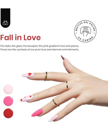 Beetles Gel Nail Polish Set - 6 Colors Pink Rose Red Glitter Kit | Fall in Love Collection for Women | Valentine's Day Nails Gifts - Buy Online on GoSupps.com