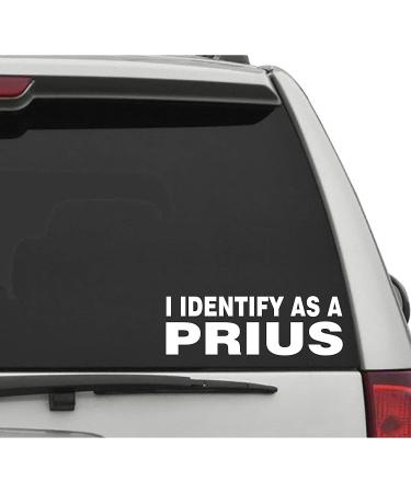 WSQ I Identify AS A Prius Vinyl Decal Sticker Premium Quality Vinyl White for Car Bumper Truck Van SUV Window Wall Boat Cup Tumblers Laptop or Any Smooth Surface Size 7 Inch